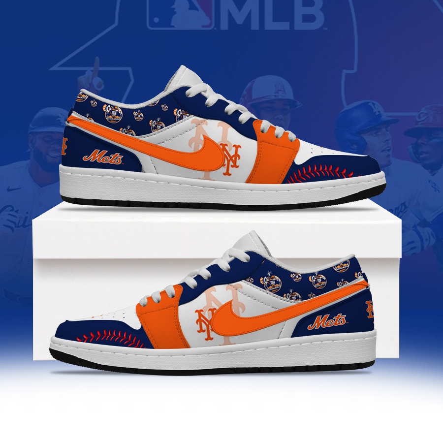 LIMITED EDITION - NEW CUSTOMIZED MLB17 NYM NEW YORK METS AIR JORDAN LOW SHOES