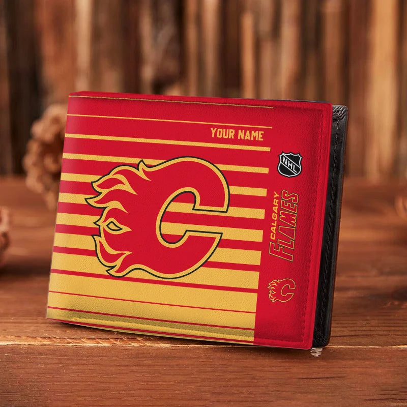 VIRAL EDITION - NEW CUSTOMIZED NHL17 CGF CALGARY FLAMES LEATHER WALLET