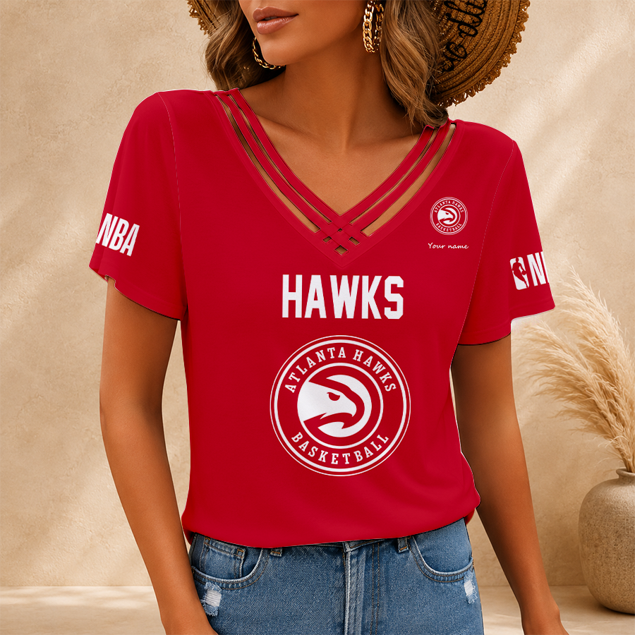 [HOT DEAL] NEW CUSTOMIZED NBA17 AHA ATLANTA HAWKS V-NECK SHIRT