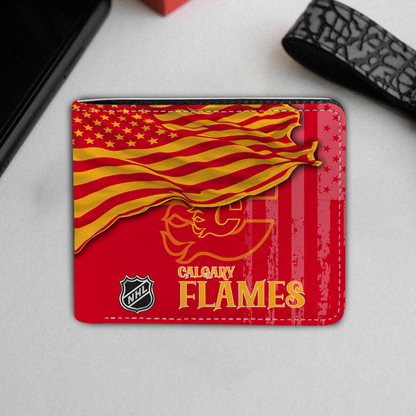 [SUPER SALE ] NEW CUSTOMIZED NHL17 CGF CALGARY FLAMES LEATHER WALLET