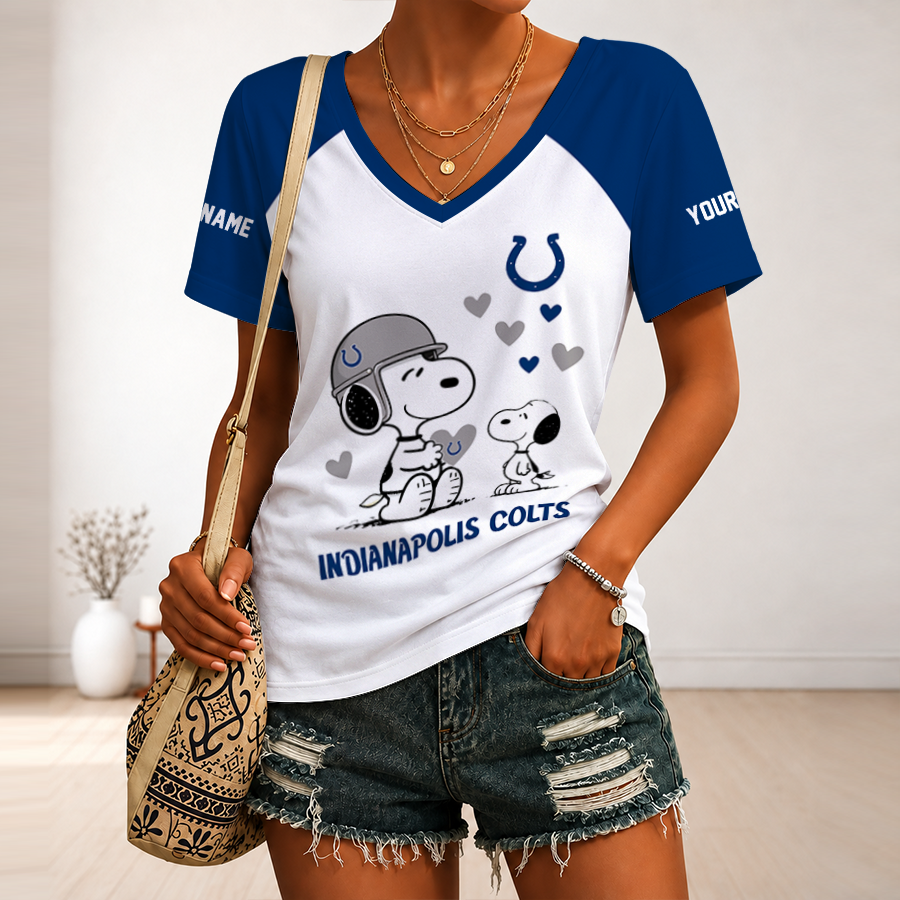 [SPECIAL OFFER] NEW CUSTOMIZED NFL17 IDC INDIANAPOLIS COLTS V-NECK FEMALE SHIRT