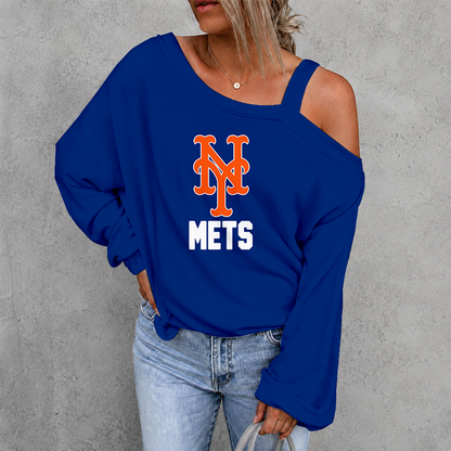 [FLASH SALE] NEW CUSTOMIZED MLB17 NYM NEW YORK METS DROP SHOULDER SWEATSHIRT