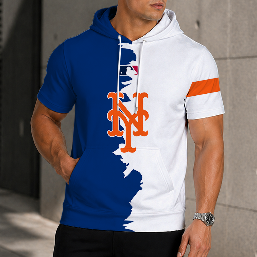 LIMITED EDITION - NEW CUSTOMIZED MLB17 NYM NEW YORK METS SHORT SLEEVE HOODIE