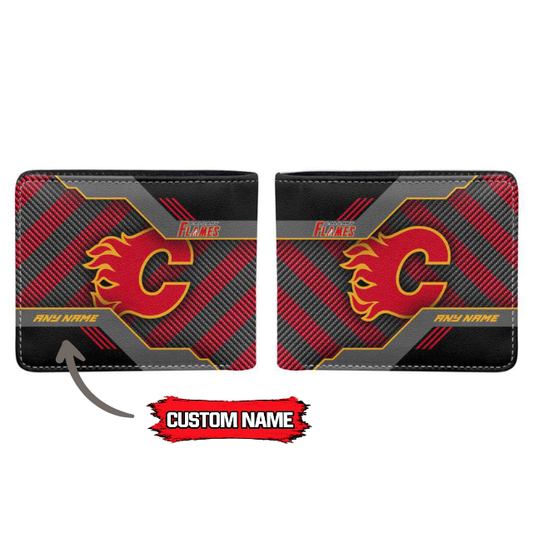 VIRAL EDITION - NEW CUSTOMIZED NHL17 CGF CALGARY FLAMES LEATHER WALLET