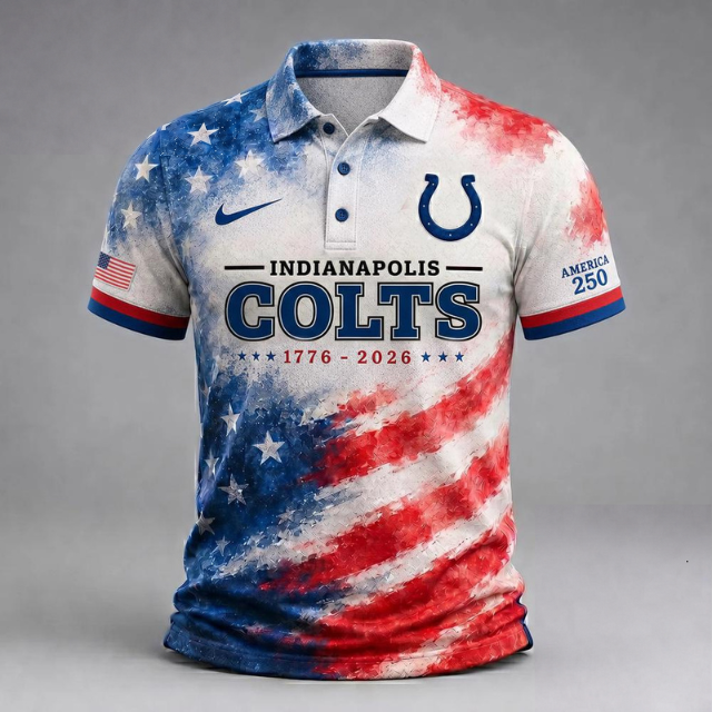 MEGA SALE - NEW CUSTOMIZED NFL17 IDC INDIANAPOLIS COLTS USA 250TH ANNIVERSARY POLO SHIRT, ZIP POLO SHIRT & T-SHIRTS