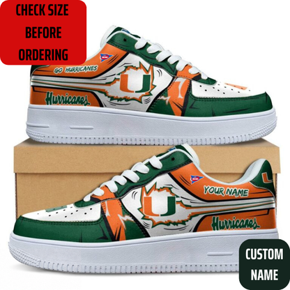 VIRAL EDITION - NEW CUSTOMIZED NCAA FBS17 MIH MIAMI HURRICANES AF1 SHOES