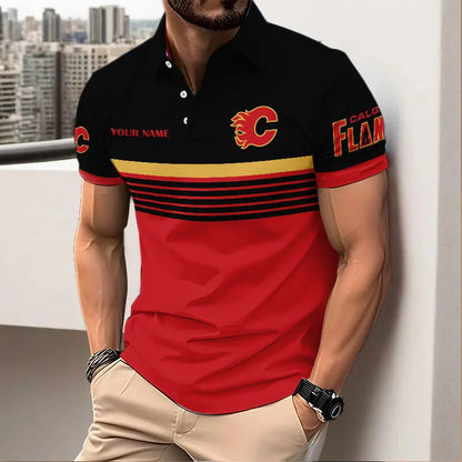 VIRAL EDITION - NEW CUSTOMIZED NHL17 CGF CALGARY FLAMES POLO SHIRT, ZIP POLO SHIRT & T-SHIRTS