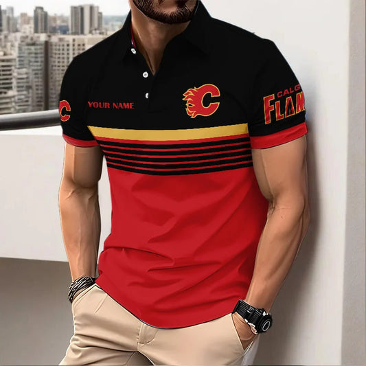 VIRAL EDITION - NEW CUSTOMIZED NHL17 CGF CALGARY FLAMES POLO SHIRT, ZIP POLO SHIRT & T-SHIRTS