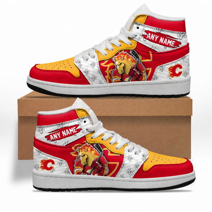 VIRAL EDITION - NEW CUSTOMIZED NHL17 CGF CALGARY FLAMES AIR JORDAN SNEAKERS