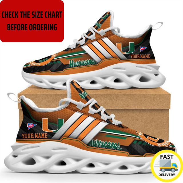 ELITE EDITION - NEW CUSTOMIZED NCAA FBS17 MIH MIAMI HURRICANES CLUNKY SNEAKERS