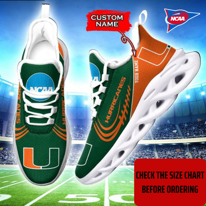 ELITE EDITION - NEW CUSTOMIZED NCAA FBS17 MIH MIAMI HURRICANES CLUNKY SNEAKERS