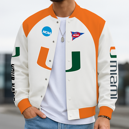 LIMITED EDITION - NEW CUSTOMIZED NCAA FBS17 MIH MIAMI HURRICANES BASEBALL JACKET, SATIN VARSITY JACKET
