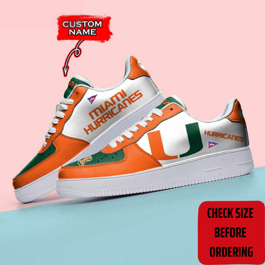 ELITE EDITION - NEW CUSTOMIZED NCAA FBS17 MIH MIAMI HURRICANES AF1 SHOES