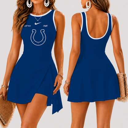 [SPECIAL OFFER] NEW CUSTOMIZED NFL17 IDC INDIANAPOLIS COLTS WOMEN'S SUMMER SKORT DRESS