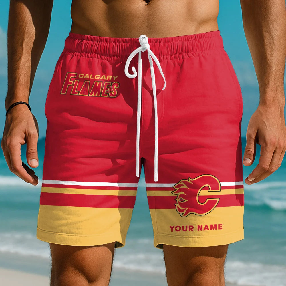 EXCLUSIVE EDITION - NEW CUSTOMIZED NHL17 CGF CALGARY FLAMES SHORT PANTS