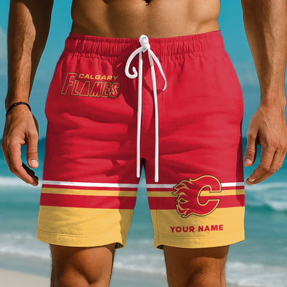EXCLUSIVE EDITION - NEW CUSTOMIZED NHL17 CGF CALGARY FLAMES SHORT PANTS