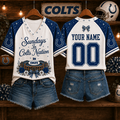 EXCLUSIVE EDITION - NEW CUSTOMIZED NFL17 IDC INDIANAPOLIS COLTS V-NECK FEMALE SHIRT