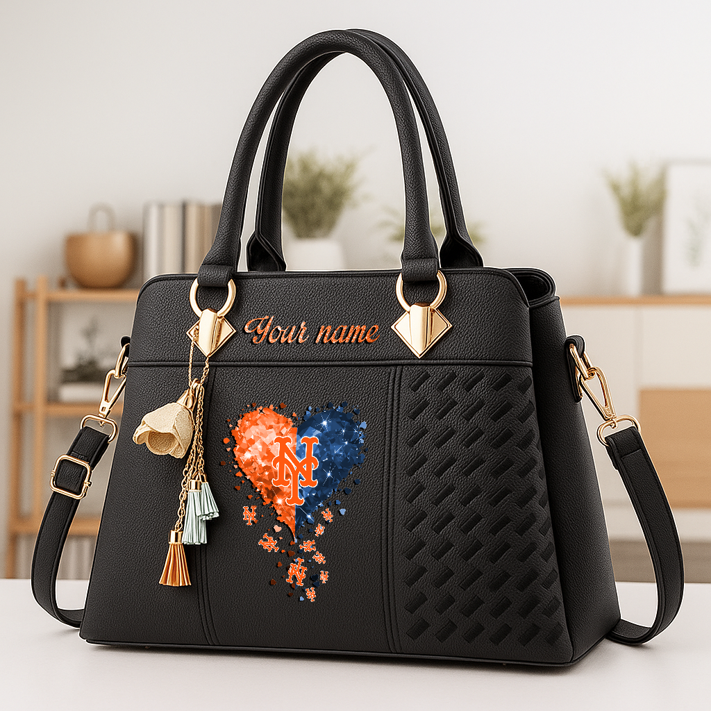 LIMITED EDITION - NEW CUSTOMIZED MLB17 NYM NEW YORK METS ZIP HANDBAG MULTICOLOR
