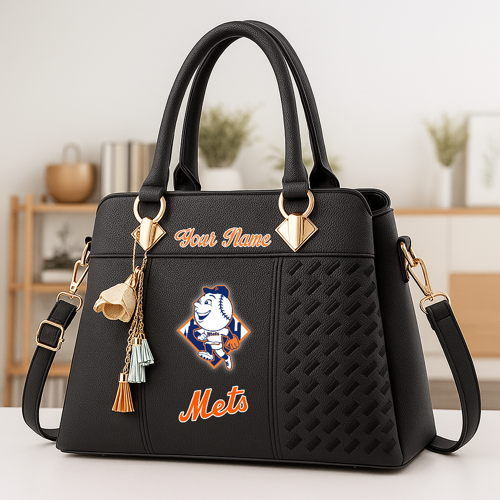 LIMITED EDITION - NEW CUSTOMIZED MLB17 NYM NEW YORK METS ZIP HANDBAG MULTICOLOR