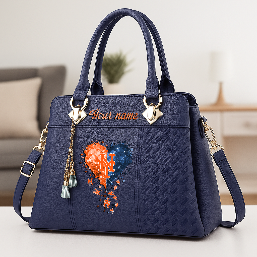 LIMITED EDITION - NEW CUSTOMIZED MLB17 NYM NEW YORK METS ZIP HANDBAG MULTICOLOR