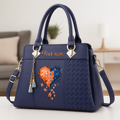 LIMITED EDITION - NEW CUSTOMIZED MLB17 NYM NEW YORK METS ZIP HANDBAG MULTICOLOR