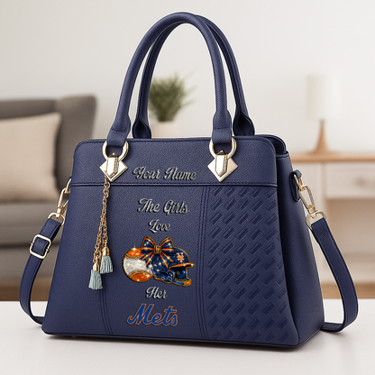 LIMITED EDITION - NEW CUSTOMIZED MLB17 NYM NEW YORK METS ZIP HANDBAG MULTICOLOR