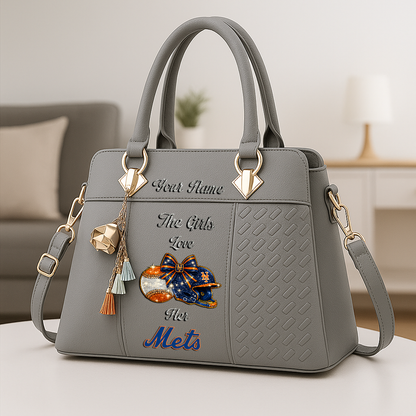 LIMITED EDITION - NEW CUSTOMIZED MLB17 NYM NEW YORK METS ZIP HANDBAG MULTICOLOR