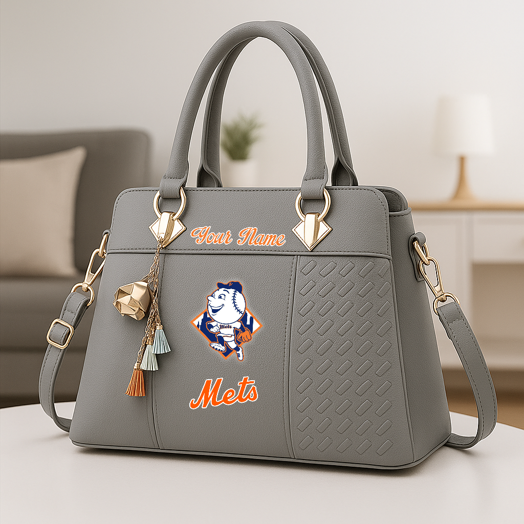 LIMITED EDITION - NEW CUSTOMIZED MLB17 NYM NEW YORK METS ZIP HANDBAG MULTICOLOR