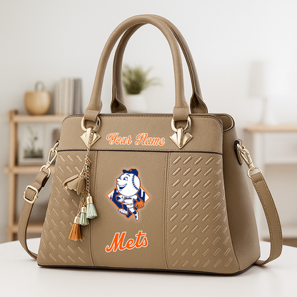 LIMITED EDITION - NEW CUSTOMIZED MLB17 NYM NEW YORK METS ZIP HANDBAG MULTICOLOR