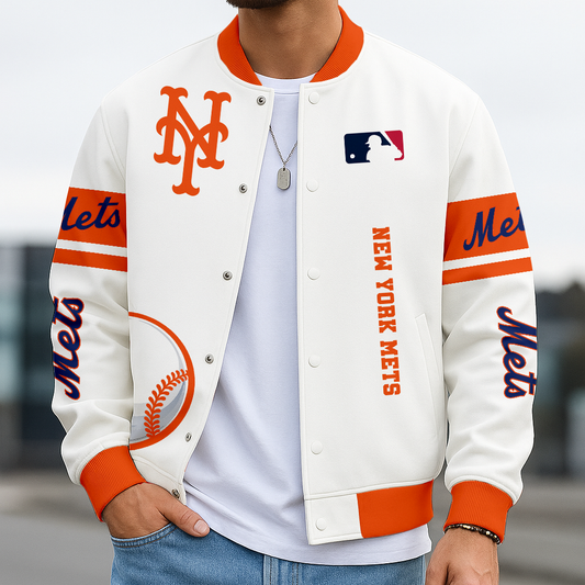 LIMITED EDITION - NEW CUSTOMIZED MLB17 NYM NEW YORK METS BASEBALL JACKET, SATIN VARSITY JACKET