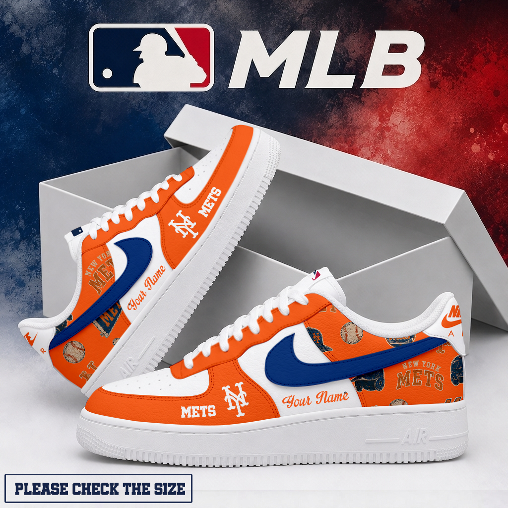 LIMITED EDITION - NEW CUSTOMIZED MLB17 NYM NEW YORK METS AF1 SHOES