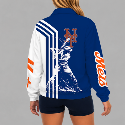 [FLASH SALE] NEW CUSTOMIZED MLB17 NYM NEW YORK METS V-NECK ZIPPER SWEATSHIRT JACKET