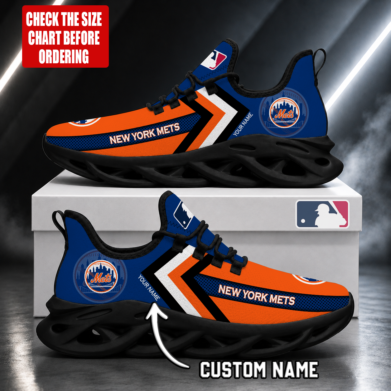 LIMITED EDITION - NEW CUSTOMIZED MLB17 NYM NEW YORK METS MAX SOUL SHOES