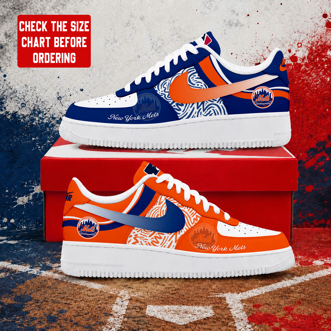 LIMITED EDITION - NEW CUSTOMIZED MLB17 NYM NEW YORK METS AF1 SHOES