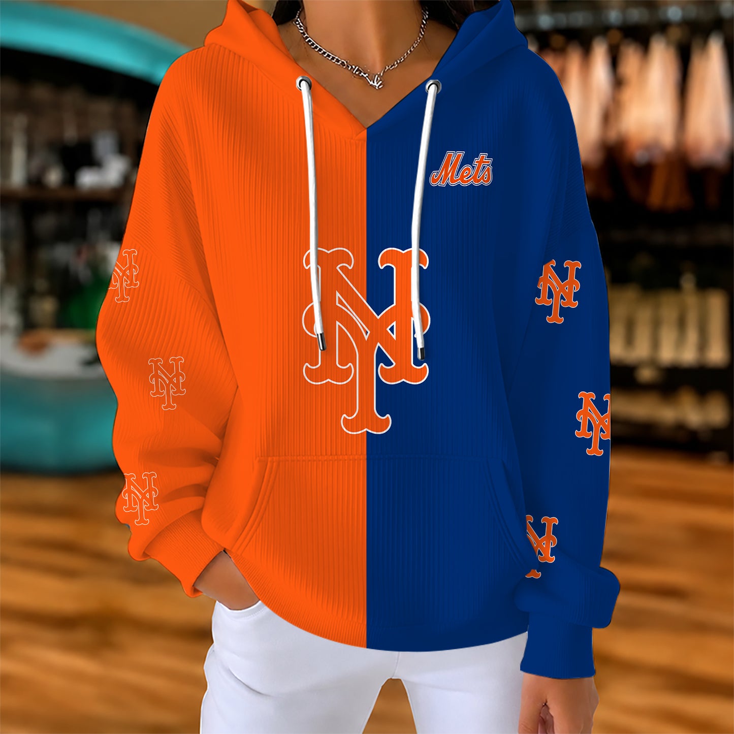 [FLASH SALE] NEW CUSTOMIZED MLB17 NYM NEW YORK METS RIBBED HOODIE & SWEATSHIRT