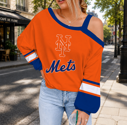 SPECIAL EDITION - NEW CUSTOMIZED MLB17 NYM NEW YORK METS DROP SHOULDER SWEATSHIRT
