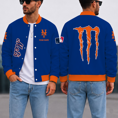 SPECIAL EDITION - NEW CUSTOMIZED MLB17 NYM NEW YORK METS SATIN VARSITY & BASEBALL JACKET