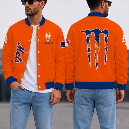 SPECIAL EDITION - NEW CUSTOMIZED MLB17 NYM NEW YORK METS SATIN VARSITY & BASEBALL JACKET