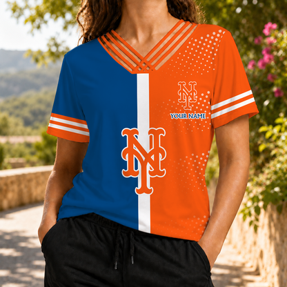 LIMITED EDITION - NEW CUSTOMIZED MLB17 NYM NEW YORK METS V-NECK SHIRT