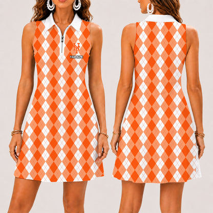 [FLASH SALE] NEW CUSTOMIZED MLB17 NYM NEW YORK METS WOMEN'S ZIP SLEEVELESS POLO DRESS
