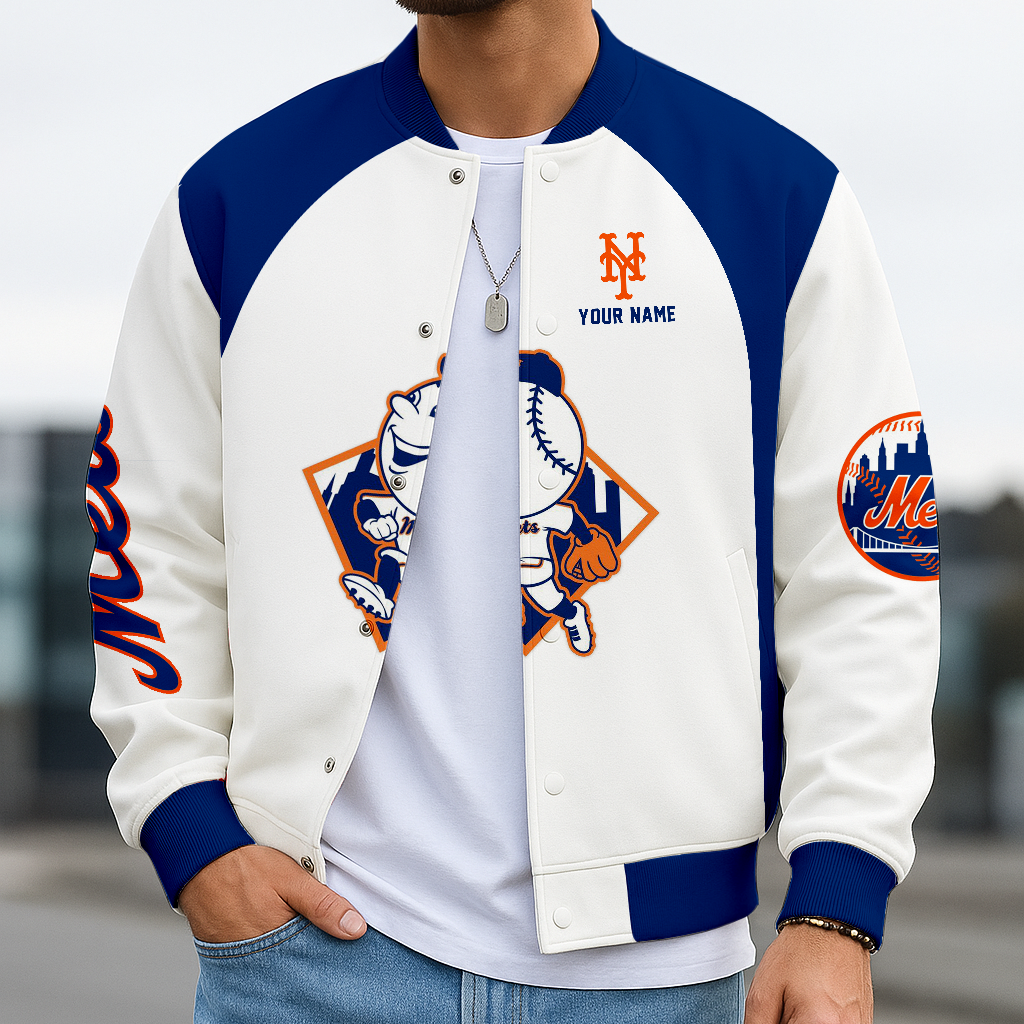 LIMITED EDITION - NEW CUSTOMIZED MLB17 NYM NEW YORK METS BASEBALL JACKET, SATIN VARSITY JACKET