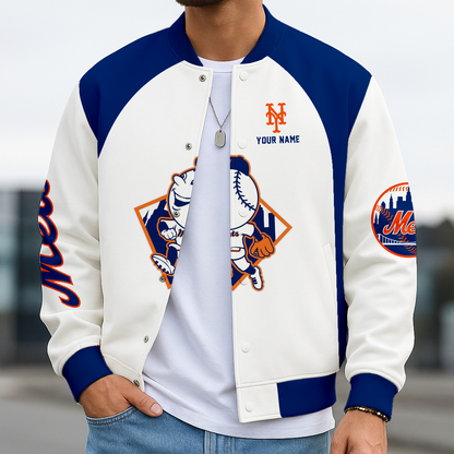 LIMITED EDITION - NEW CUSTOMIZED MLB17 NYM NEW YORK METS BASEBALL JACKET, SATIN VARSITY JACKET