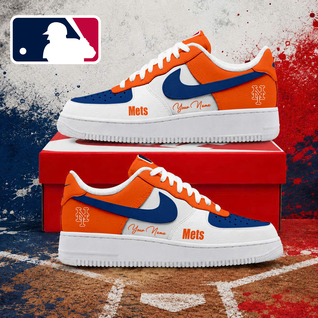 VIRAL EDITION - NEW CUSTOMIZED MLB17 NYM NEW YORK METS AF1 SHOES