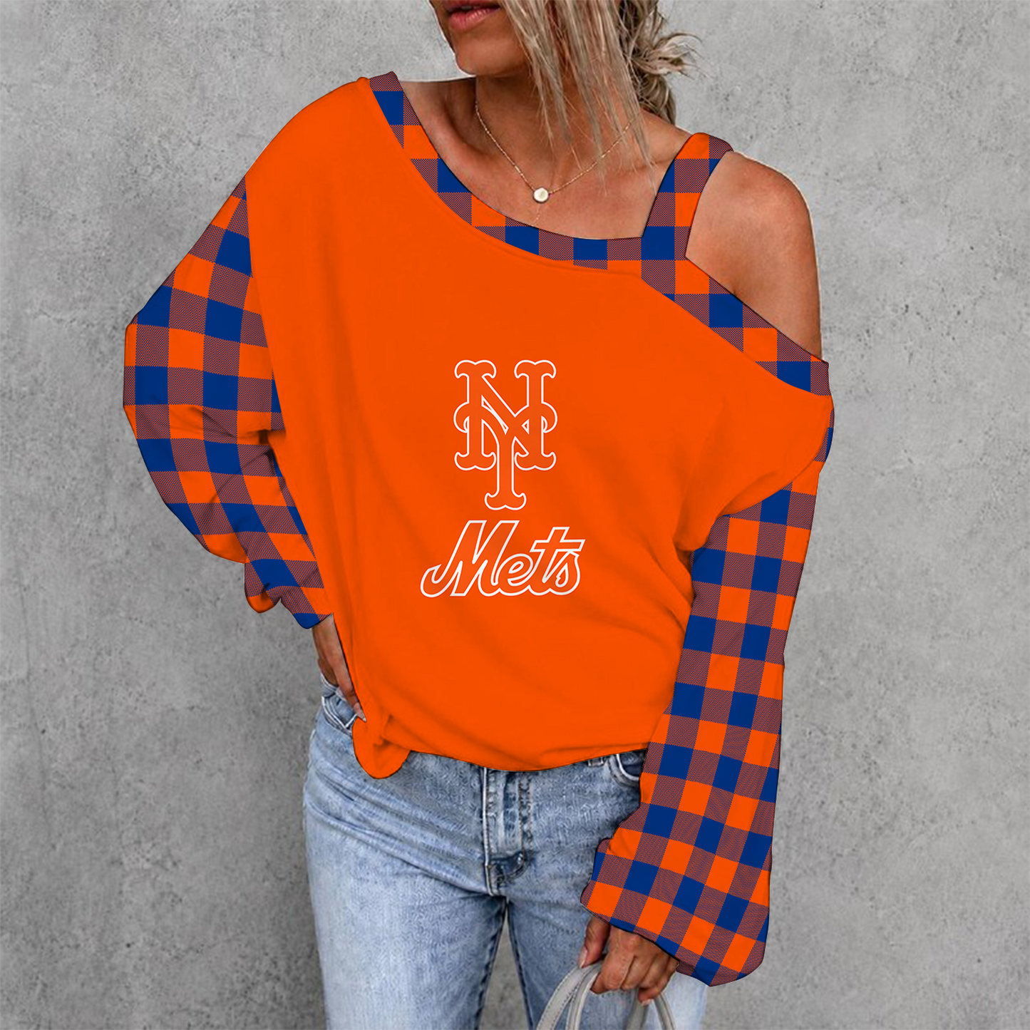 [FLASH SALE] NEW CUSTOMIZED MLB17 NYM NEW YORK METS DROP SHOULDER SWEATSHIRT