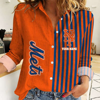 LIMITED EDITION - NEW CUSTOMIZED MLB17 NYM NEW YORK METS WOMEN CASUAL SHIRT