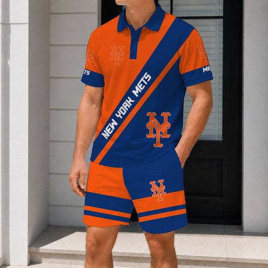 LIMITED EDITION - NEW CUSTOMIZED MLB17 NYM NEW YORK METS POLO & SHORT PANTS SET