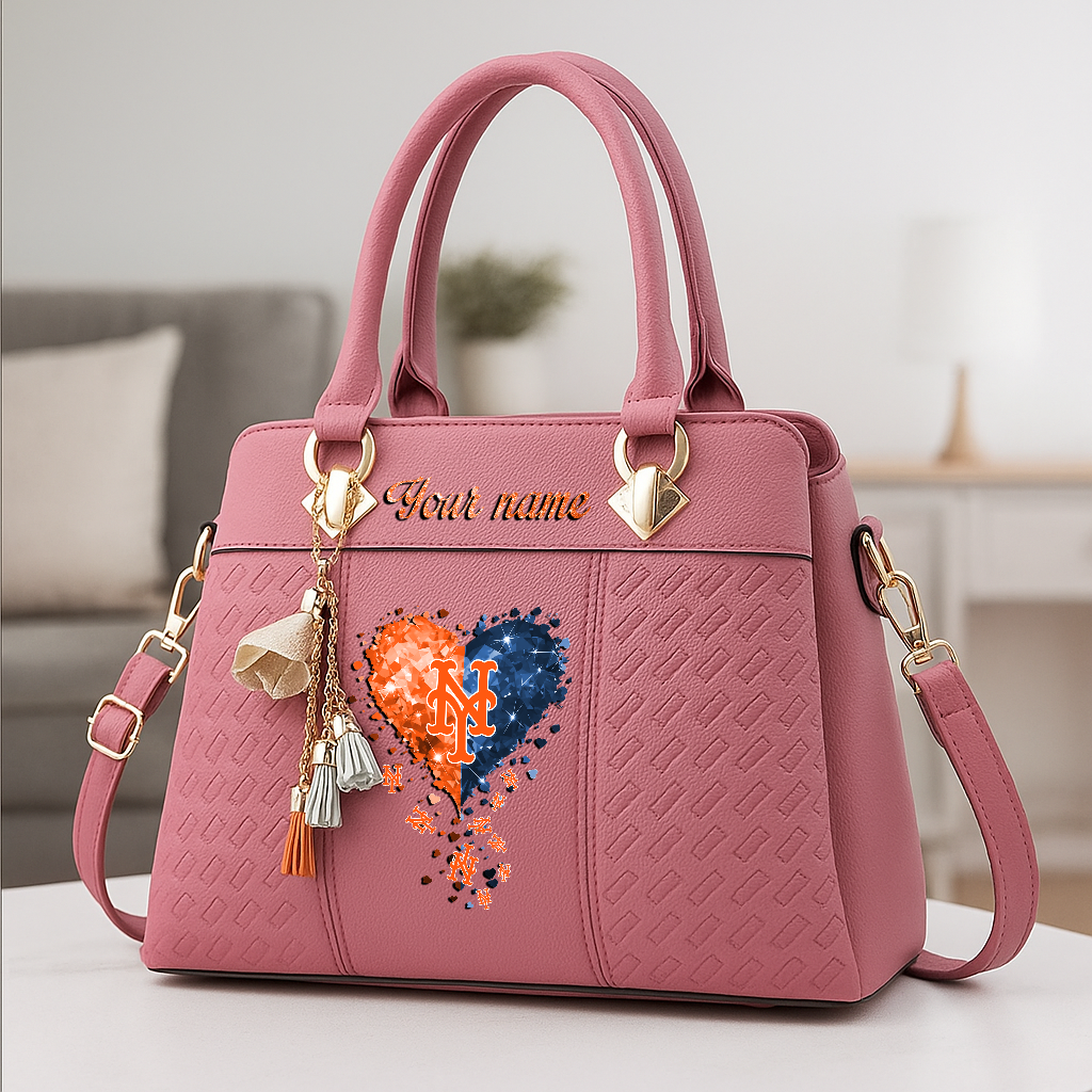 LIMITED EDITION - NEW CUSTOMIZED MLB17 NYM NEW YORK METS ZIP HANDBAG MULTICOLOR