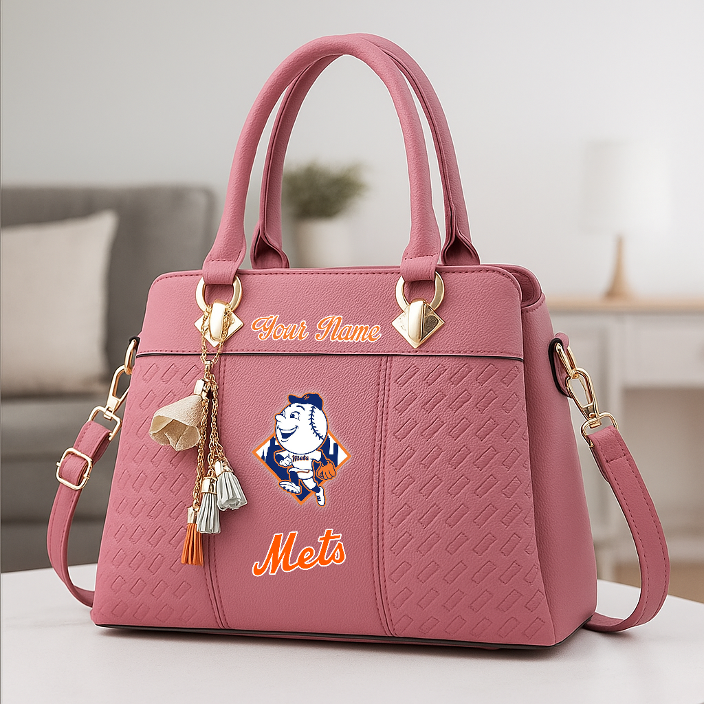 LIMITED EDITION - NEW CUSTOMIZED MLB17 NYM NEW YORK METS ZIP HANDBAG MULTICOLOR