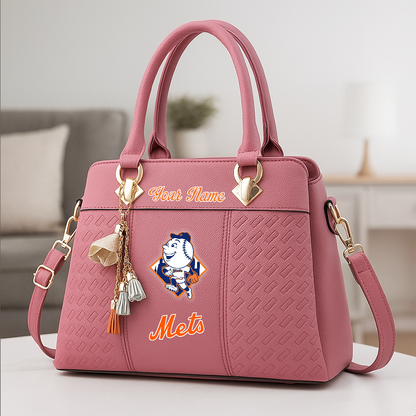 LIMITED EDITION - NEW CUSTOMIZED MLB17 NYM NEW YORK METS ZIP HANDBAG MULTICOLOR