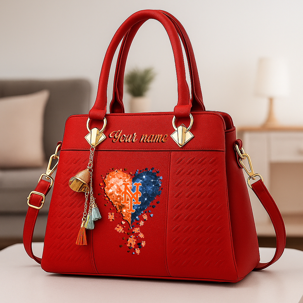 LIMITED EDITION - NEW CUSTOMIZED MLB17 NYM NEW YORK METS ZIP HANDBAG MULTICOLOR